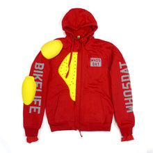 Load image into Gallery viewer, WH05DAT Red Armoured Motorcycle Hoodie (Zipped)