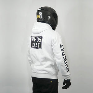 WH05DAT White Armoured Motorcycle Hoodie (Zipped)