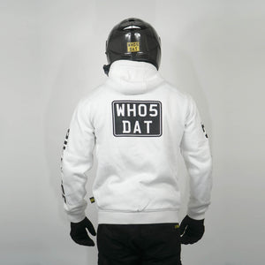 WH05DAT White Armoured Motorcycle Hoodie (Zipped)