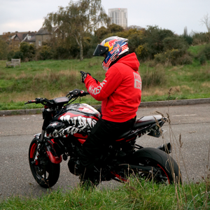 WH05DAT Red Armoured Motorcycle Hoodie (Zipped)