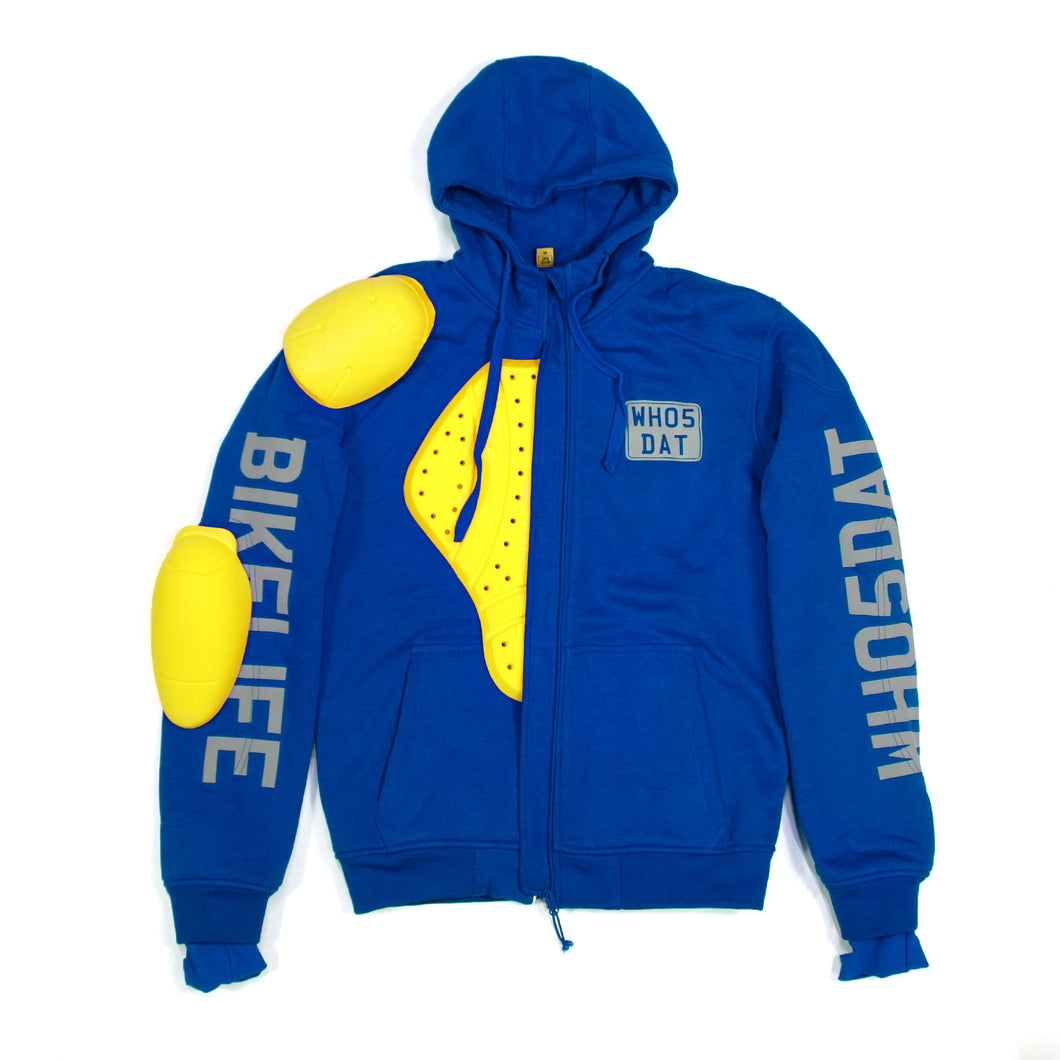 WH05DAT BLUE Armoured Motorcycle Hoodie (Zipped)