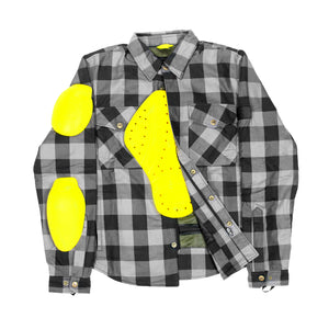 WH05DAT Armoured Motorcycle Flannel Shirt (Grey)